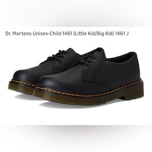 Dr. Martens Kids Black Lace-Up Shoes with Yellow Stitching
